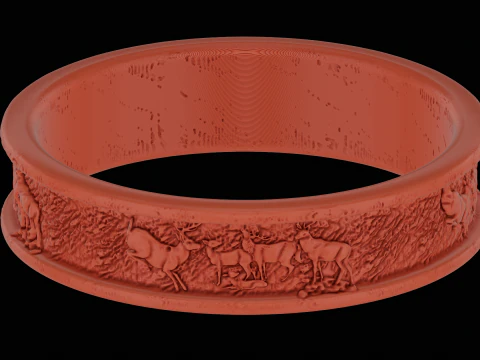 Deer silver ring ready to print model 3D Print Model