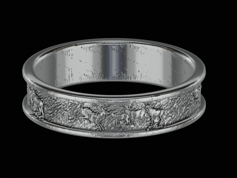 Deer silver ring ready to print model Model Cetak 3D