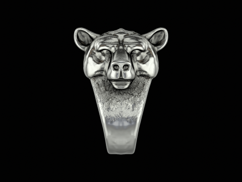 Bear silver ring ready to print model 3Dプリントモデル