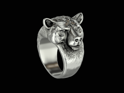 Bear silver ring ready to print model Modelo de impresión 3D