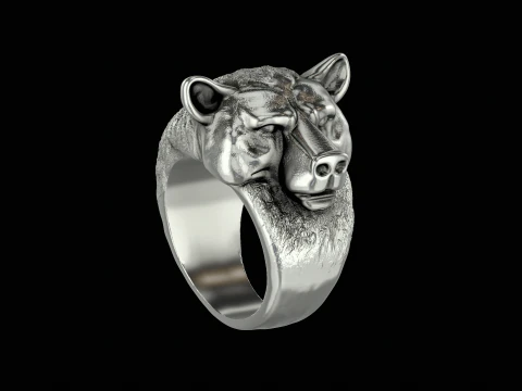 Bear silver ring ready to print model 3D Print Model