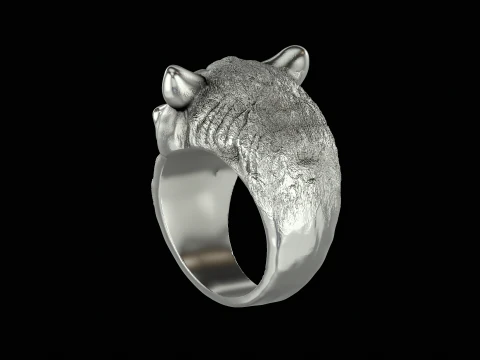 Bear silver ring ready to print model 3D Print Model