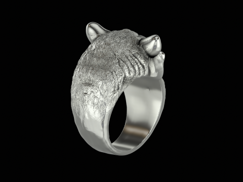 Bear silver ring ready to print model Modelo de impresión 3D