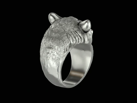 Bear silver ring ready to print model 3D Print Model