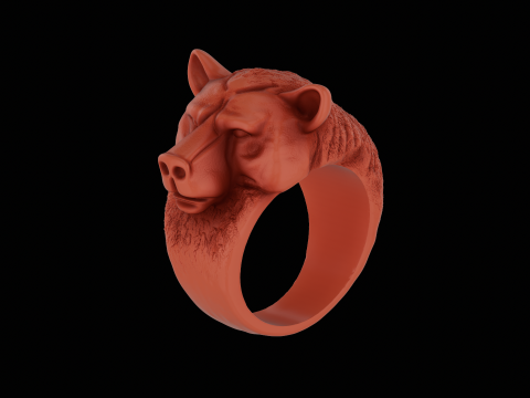 Bear silver ring ready to print model Modelo de impresión 3D