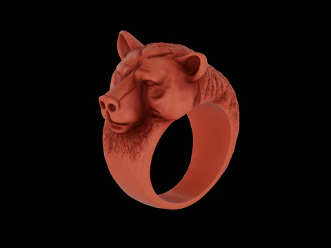 Bear silver ring ready to print model 3D Print Model