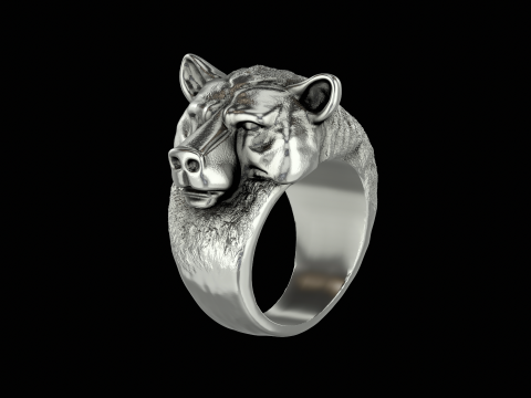 Bear silver ring ready to print model Modelo de impresión 3D