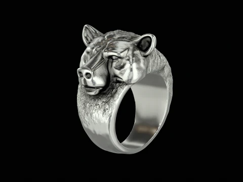 Bear silver ring ready to print model 3D Print Model