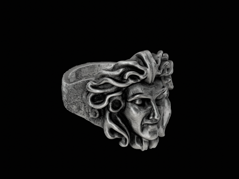 Medusa head silver ring ready to print model 3D 프린트 모델