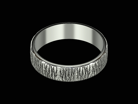 Wood textured silver ring ready to print 3Dプリントモデル