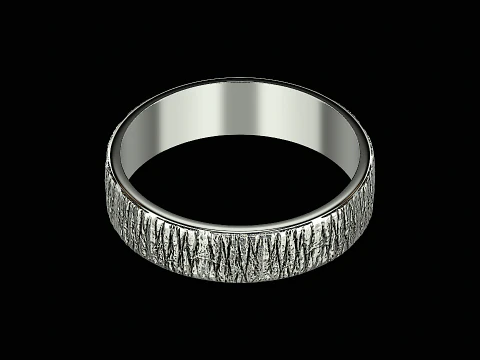 印刷可能なウッドテクスチャーのシルバーリング 3Dプリントモデル