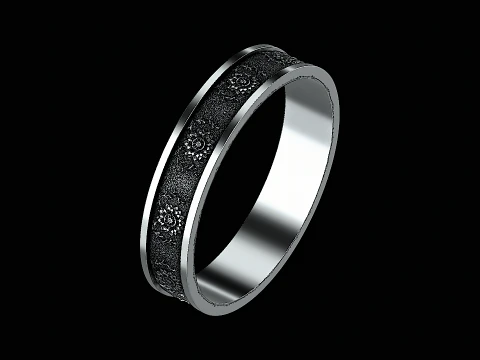 Flower textured silver ring ready to print 3D Print Model