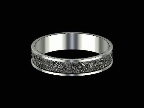 Flower textured silver ring ready to print Modelo de impresión 3D