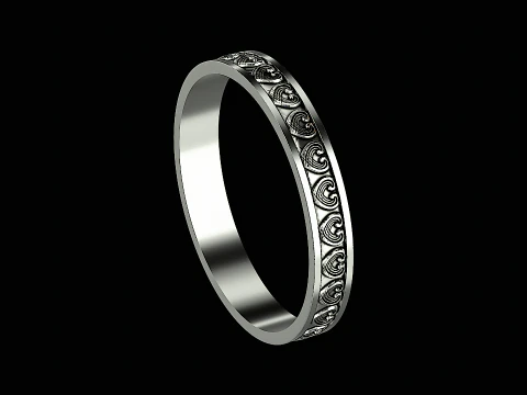 Wave textured silver ring ready to print 3D Print Model