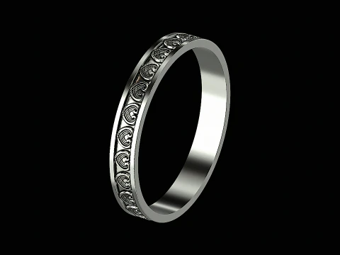 Wave textured silver ring ready to print 3D Print Model