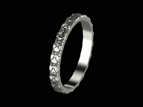 Flower textured silver ring ready to print Model Cetak 3D