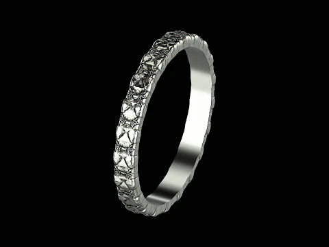 Anel de prata com textura de flor pronto para imprimir Modelo de Impressão 3D