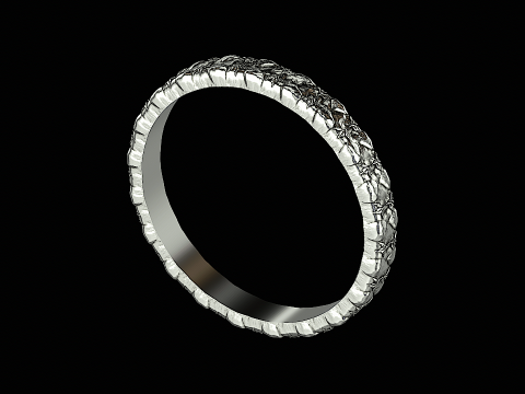 Flower textured silver ring ready to print 3D Print Model