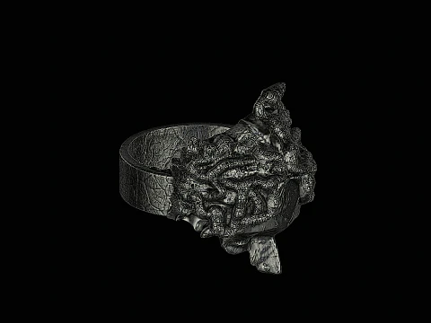 Medusa head silver ring ready to print 3D Print Model
