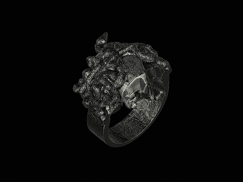 Medusa head silver ring ready to print 3Dプリントモデル