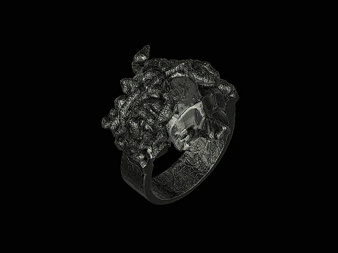 Medusa head silver ring ready to print 3D Print Model