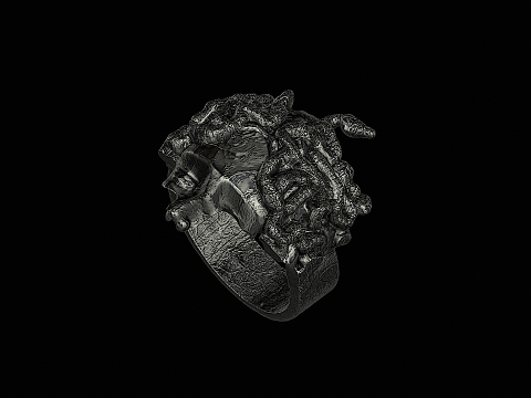 Medusa head silver ring ready to print 3Dプリントモデル