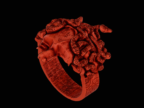 Medusa head silver ring ready to print 3Dプリントモデル