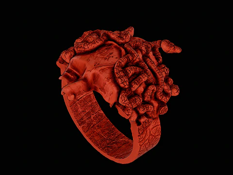 Medusa head silver ring ready to print 3D Print Model