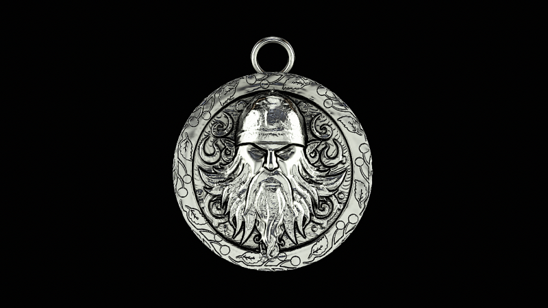 Viking head silver pendant ready to print 3Dプリントモデル .c4d .max .obj .3ds .fbx .stl .blend 