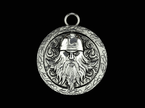 Viking head silver pendant ready to print 3Dプリントモデル