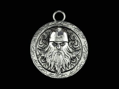 Срібна підвіска з головою вікінга, готова до друку 3D Принт Модель