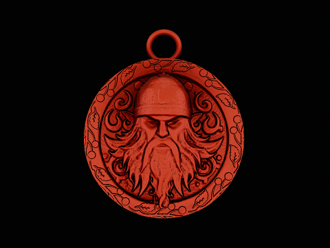 Viking head silver pendant ready to print 3Dプリントモデル
