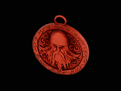 Viking head silver pendant ready to print 3Dプリントモデル
