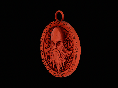 Viking head silver pendant ready to print 3Dプリントモデル