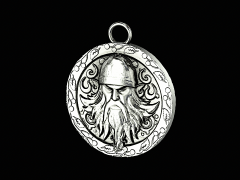 Viking head silver pendant ready to print 3Dプリントモデル