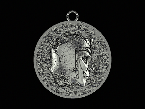 Ancient roman statue head silver pendant ready to print Modèles 3D en vedette