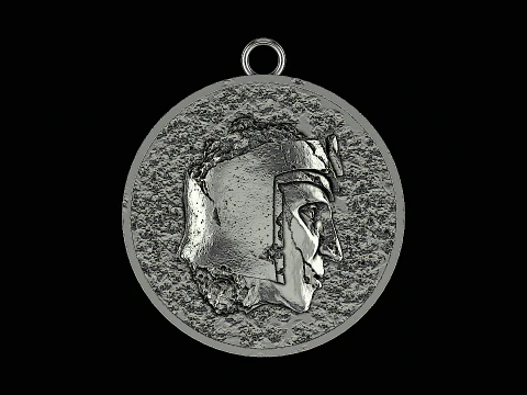 Pingente de prata com cabe&ccedil;a de est&aacute;tua romana antiga pronto para imprimir Modelo de Impressão 3D