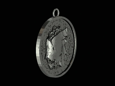 Ancient roman statue head silver pendant ready to print 3D Print Model