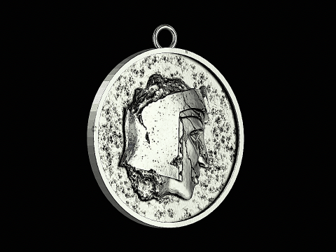 Ancient roman statue head silver pendant ready to print Model do druku 3D