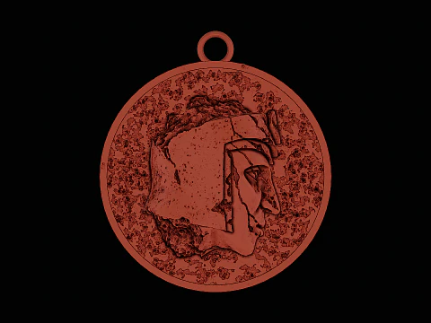 Ancient roman statue head silver pendant ready to print 3D Print Model