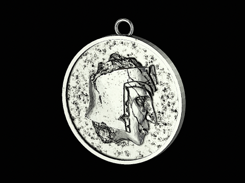 Ancient roman statue head silver pendant ready to print Model do druku 3D