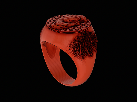 Lion head silver ring ready to print 3Dプリントモデル