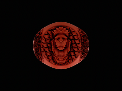 Lion head silver ring ready to print 3Dプリントモデル