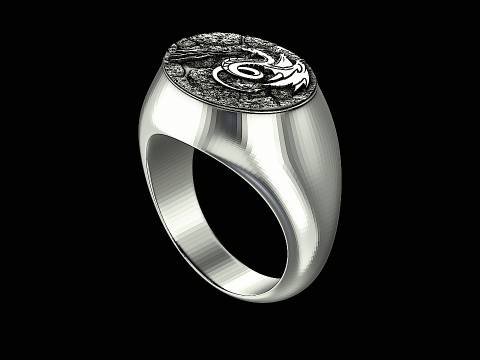 Dragon head silver ring ready to print 3Dプリントモデル