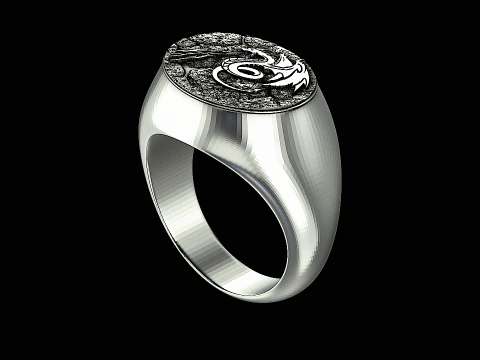 Dragon head silver ring ready to print 3D Print Model