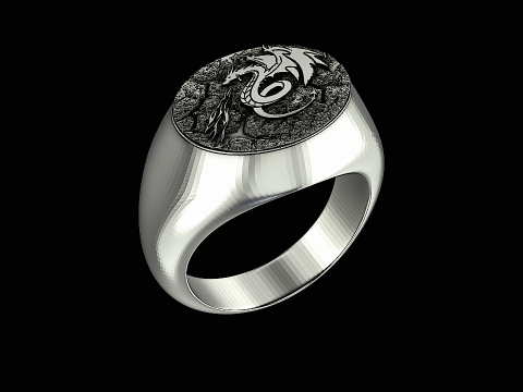 Dragon head silver ring ready to print 3Dプリントモデル