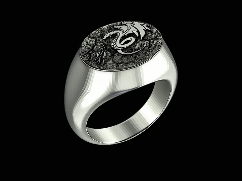 Dragon head silver ring ready to print 3D Print Model