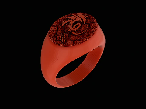 Dragon head silver ring ready to print 3D Print Model