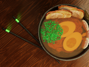 Ramen with neon chopstics Model 3D
