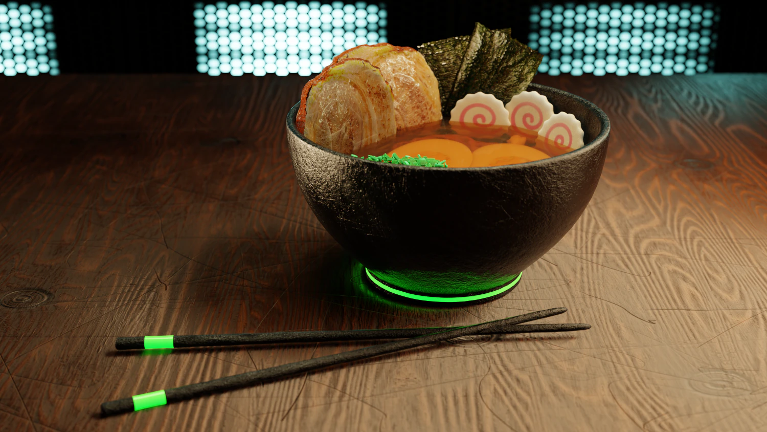 Ramen with neon chopstics 3D Model .c4d .max .obj .3ds .fbx .stl .blend